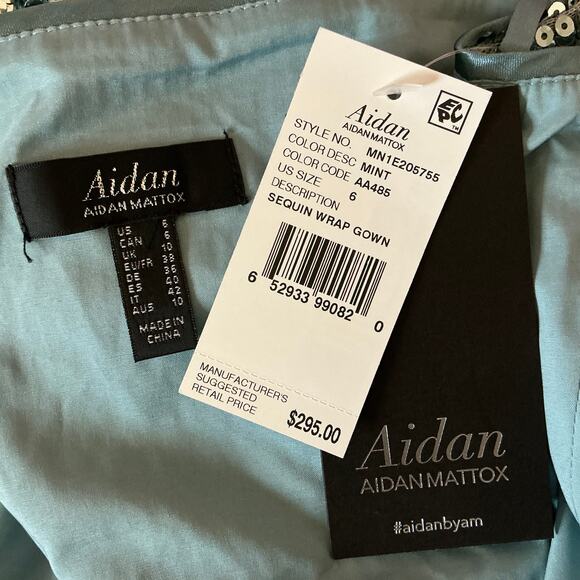 Aidan Mattox Sequined Wrap Evening Gown Size 6 Sleeveless V-Neck Formal Dress - Picture 10 of 14